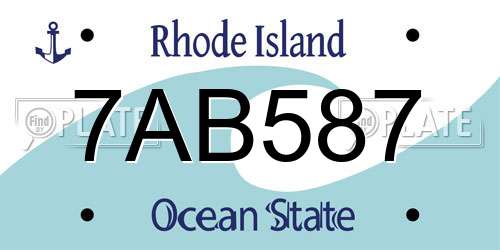 7AB587 Rhode Island License Plate