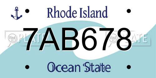 7AB678 Rhode Island License Plate