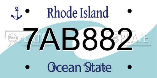 7AB882 Rhode Island License Plate
