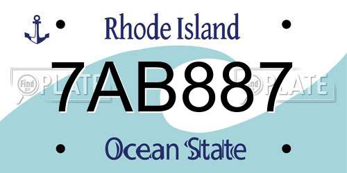 7AB887 Rhode Island License Plate