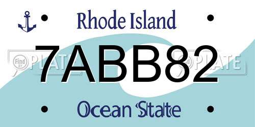 7ABB82 Rhode Island License Plate