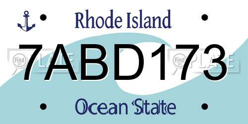 7ABD173 Rhode Island License Plate