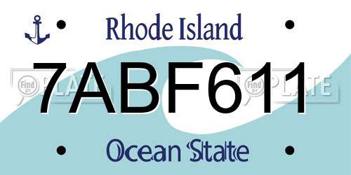 7ABF611 Rhode Island License Plate