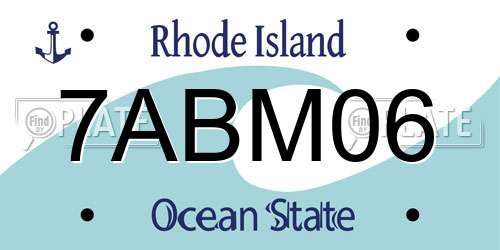 7ABM06 Rhode Island License Plate