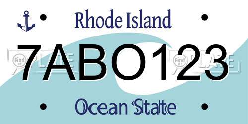 7ABO123 Rhode Island License Plate