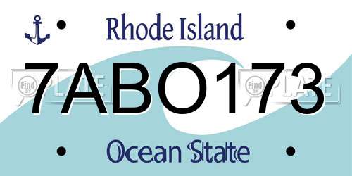 7ABO173 Rhode Island License Plate