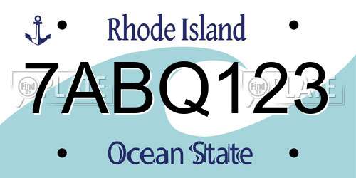 7ABQ123 Rhode Island License Plate