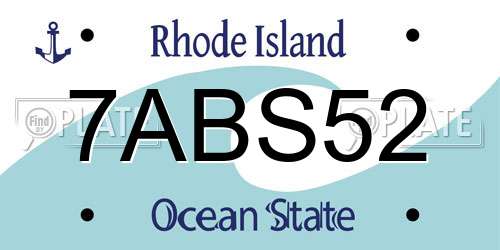 7ABS52 Rhode Island License Plate