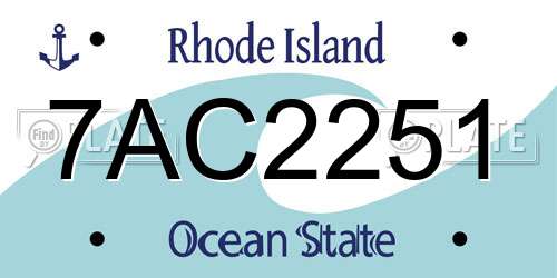 7AC2251 Rhode Island License Plate
