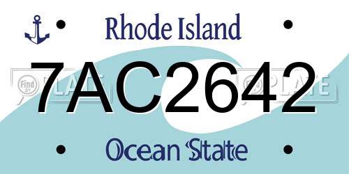 7AC2642 Rhode Island License Plate