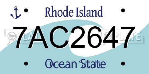 7AC2647 Rhode Island License Plate
