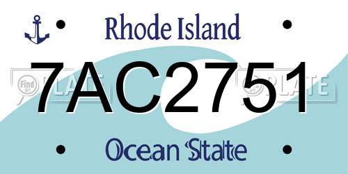 7AC2751 Rhode Island License Plate
