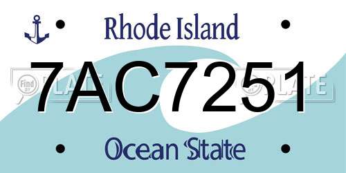 7AC7251 Rhode Island License Plate