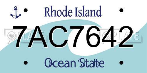 7AC7642 Rhode Island License Plate