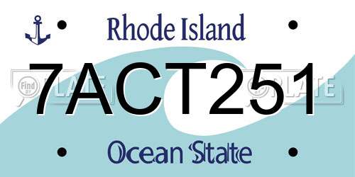 7ACT251 Rhode Island License Plate