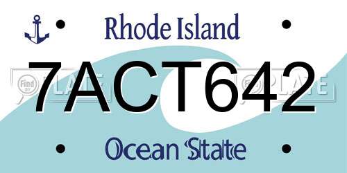 7ACT642 Rhode Island License Plate