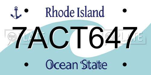 7ACT647 Rhode Island License Plate