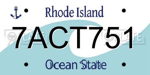 7ACT751 Rhode Island License Plate