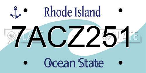 7ACZ251 Rhode Island License Plate