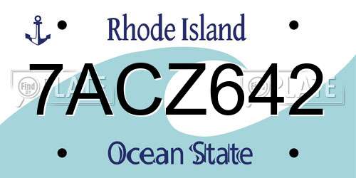 7ACZ642 Rhode Island License Plate