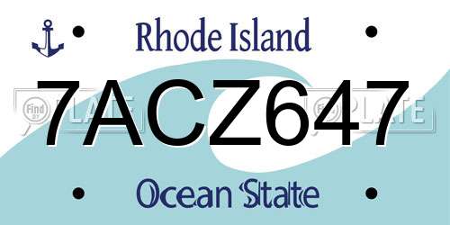 7ACZ647 Rhode Island License Plate