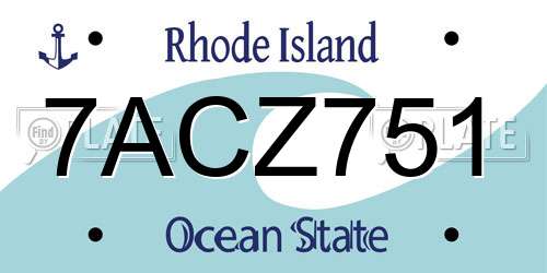 7ACZ751 Rhode Island License Plate