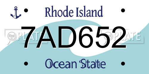7AD652 Rhode Island License Plate
