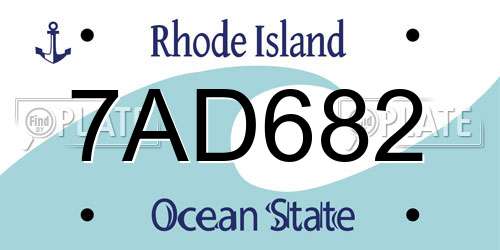 7AD682 Rhode Island License Plate