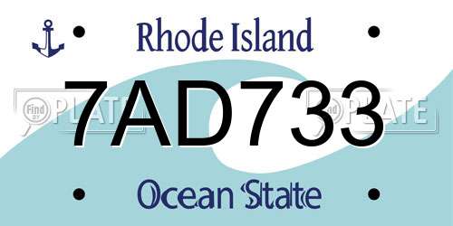 7AD733 Rhode Island License Plate