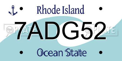 7ADG52 Rhode Island License Plate