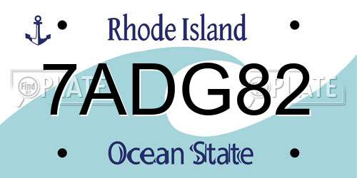 7ADG82 Rhode Island License Plate