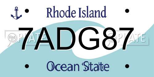 7ADG87 Rhode Island License Plate