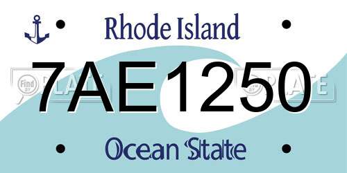 7AE1250 Rhode Island License Plate