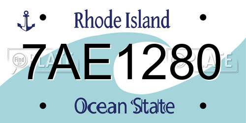 7AE1280 Rhode Island License Plate