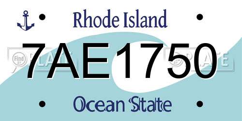 7AE1750 Rhode Island License Plate