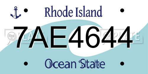 7AE4644 Rhode Island License Plate