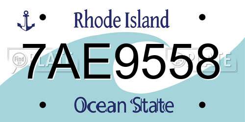 7AE9558 Rhode Island License Plate