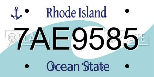 7AE9585 Rhode Island License Plate