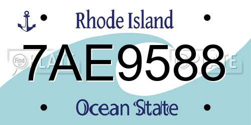 7AE9588 Rhode Island License Plate