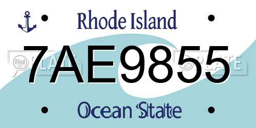 7AE9855 Rhode Island License Plate