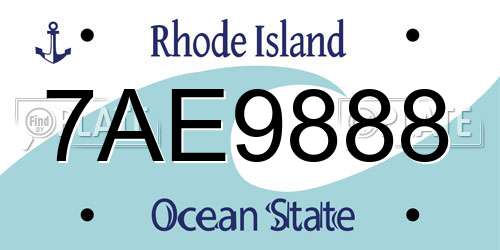 7AE9888 Rhode Island License Plate