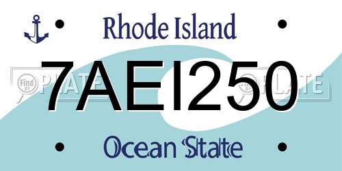 7AEI250 Rhode Island License Plate