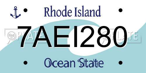 7AEI280 Rhode Island License Plate