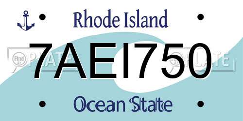 7AEI750 Rhode Island License Plate