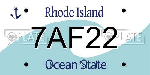 7AF22 Rhode Island License Plate