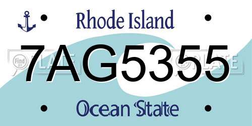 7AG5355 Rhode Island License Plate