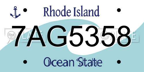 7AG5358 Rhode Island License Plate