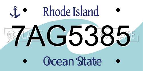 7AG5385 Rhode Island License Plate