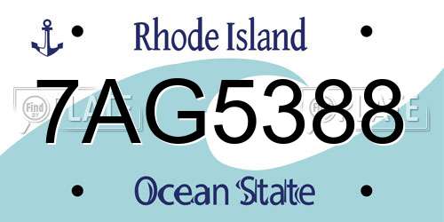 7AG5388 Rhode Island License Plate
