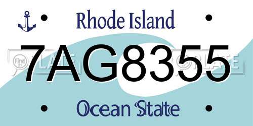 7AG8355 Rhode Island License Plate